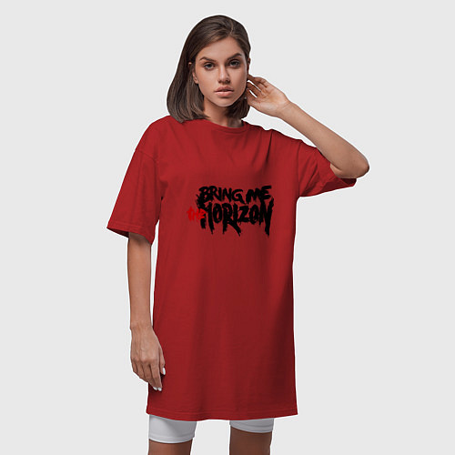 Женская футболка-платье Bring me the horizon / Красный – фото 3