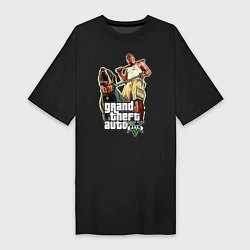 Женская футболка-платье GTA V: Man & Dog Dark