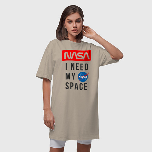 Женская футболка-платье Nasa i need my space / Миндальный – фото 3