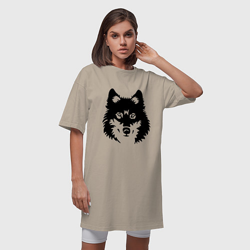 Женская футболка-платье Одинокий волк / Миндальный – фото 3