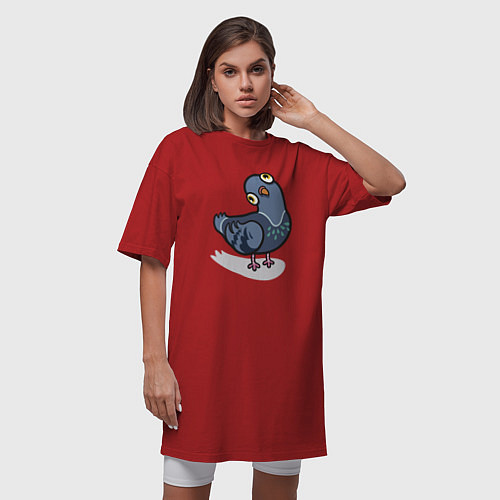 Женская футболка-платье Удивленный голубь / Красный – фото 3