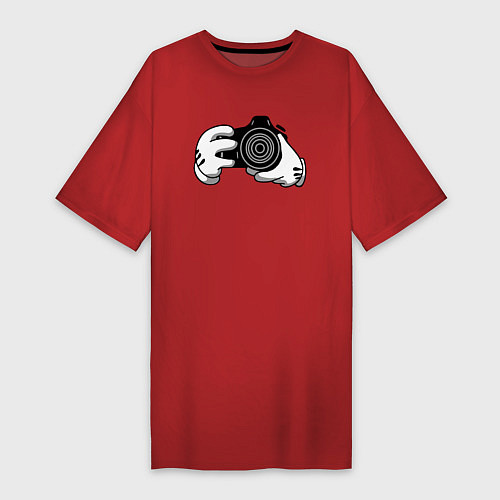 Женская футболка-платье Фотограф / Красный – фото 1