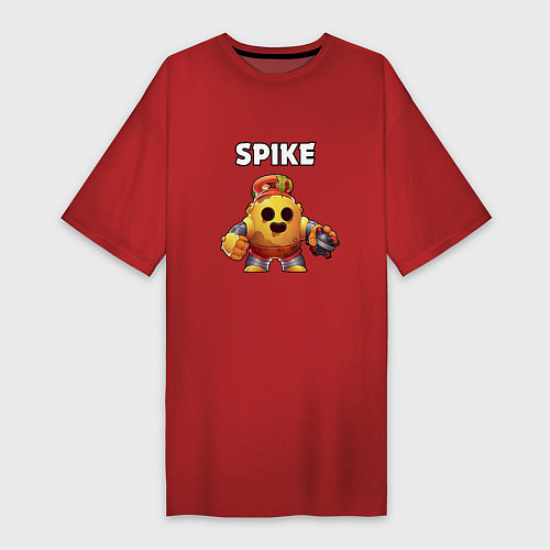 Женская футболка-платье Brawl Stars Spike Robot / Красный – фото 1