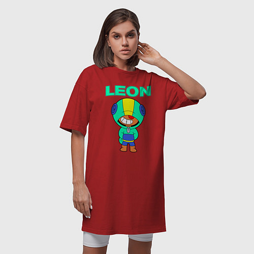 Женская футболка-платье Brawl Stars LEON / Красный – фото 3