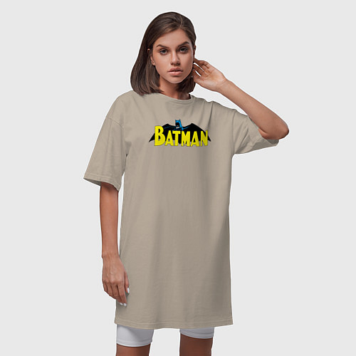 Женская футболка-платье Batman logo / Миндальный – фото 3