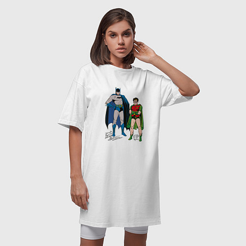 Женская футболка-платье Batman and Robin / Белый – фото 3