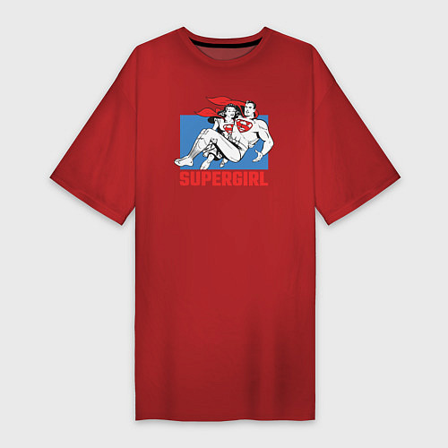 Женская футболка-платье Superman & Supergirl / Красный – фото 1