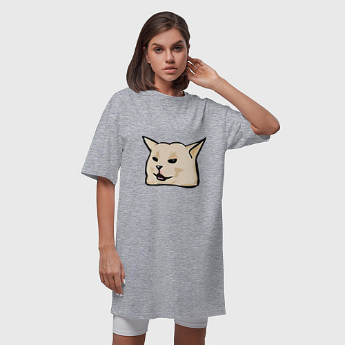 Женская футболка-платье Woman yelling at cat / Меланж – фото 3