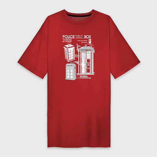 Женская футболка-платье Доктор Кто, ТАРДИС / Красный – фото 1