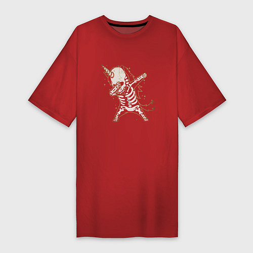 Женская футболка-платье Dabbing Unicorn / Красный – фото 1