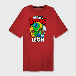 Футболка женская-платье BRAWL STARS LEON, цвет: красный