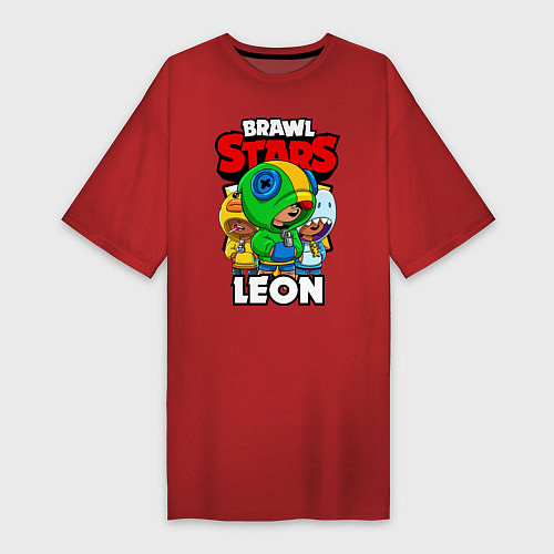 Женская футболка-платье BRAWL STARS LEON / Красный – фото 1