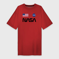 Футболка женская-платье NASA НАСА, цвет: красный