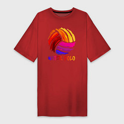 Футболка женская-платье Мяч для водного поло, цвет: красный