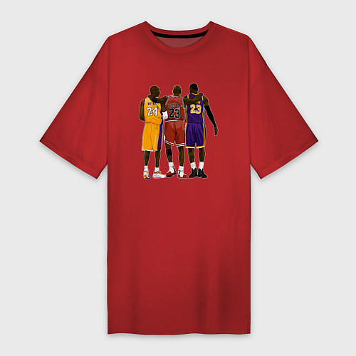 Женская футболка-платье Kobe, Michael, LeBron / Красный – фото 1