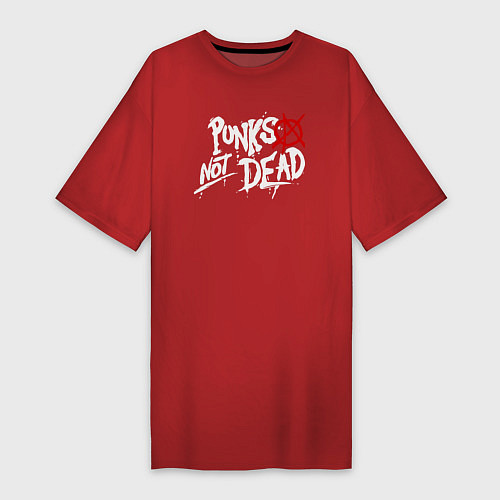 Женская футболка-платье Punks not dead / Красный – фото 1
