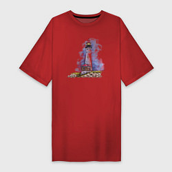 Футболка женская-платье Crisp Point Lighthouse, цвет: красный