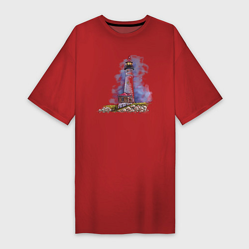 Женская футболка-платье Crisp Point Lighthouse / Красный – фото 1