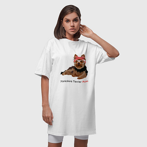 Женская футболка-платье Yorkshire terrier mom / Белый – фото 3