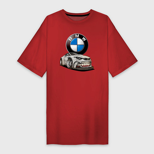 Женская футболка-платье BMW оскал / Красный – фото 1