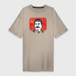 Женская футболка-платье Сталин и флаг СССР