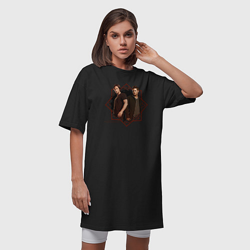Женская футболка-платье Supernatural / Черный – фото 3