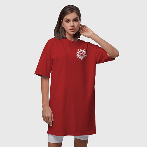 Женская футболка-платье Supernatural Pentagram / Красный – фото 3