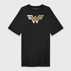 Футболка женская-платье Wonder Woman logo, цвет: черный