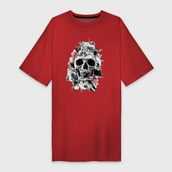 Футболка женская-платье Skull, цвет: красный