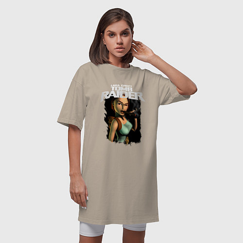 Женская футболка-платье TOMB RAIDER / Миндальный – фото 3