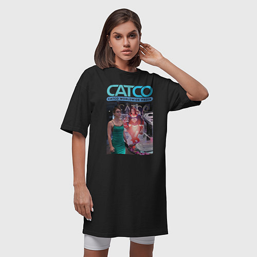 Женская футболка-платье Supergirl - CatCo / Черный – фото 3