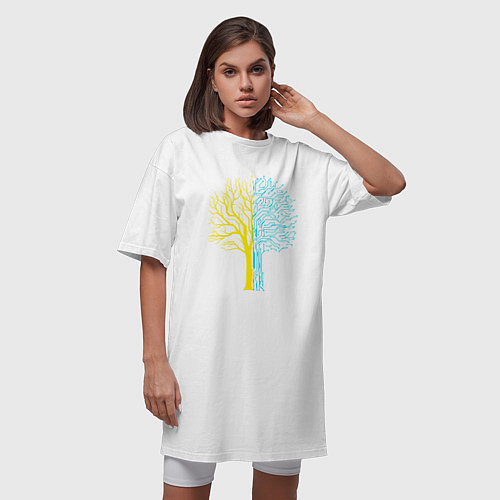 Женская футболка-платье ДЕРЕВО CYBERPUNK 2077 / Белый – фото 3