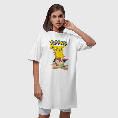 Женская футболка-платье Pokemon / Белый – фото 3