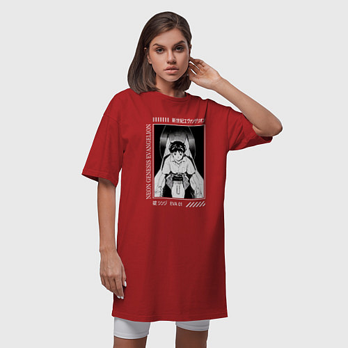 Женская футболка-платье Синдзи Икари, Евангелион / Красный – фото 3