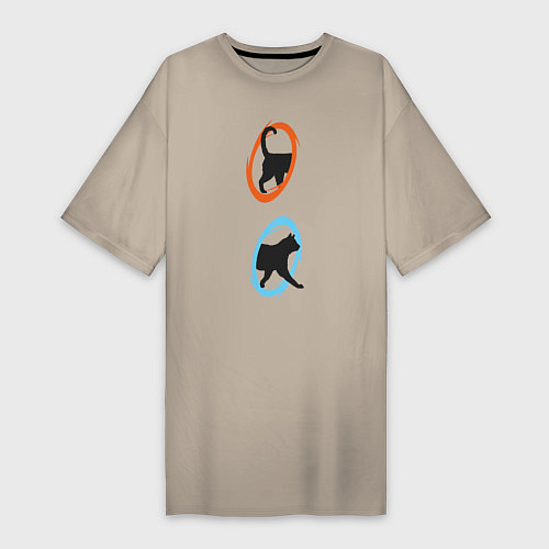 Женская футболка-платье Portal Cat / Миндальный – фото 1