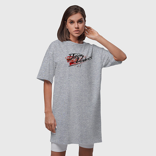 Женская футболка-платье Jason Voorhees Logo / Меланж – фото 3