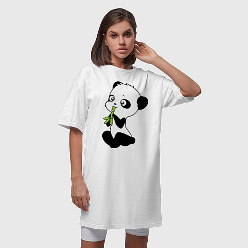 Женская футболка-платье Пандочка и бамбук / Белый – фото 3