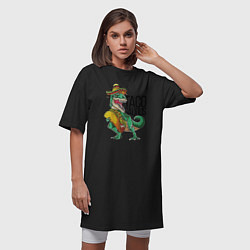 Футболка женская-платье Tacosaurus, цвет: черный — фото 2