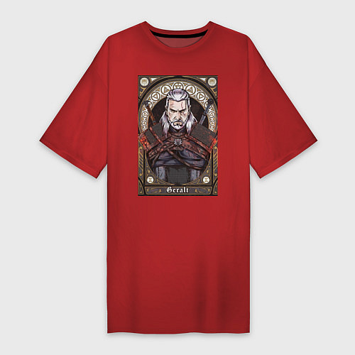 Женская футболка-платье The Witcher, Geralt, Ведьмак, / Красный – фото 1