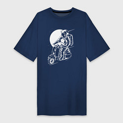 Футболка женская-платье Космонавт хипстер, цвет: тёмно-синий