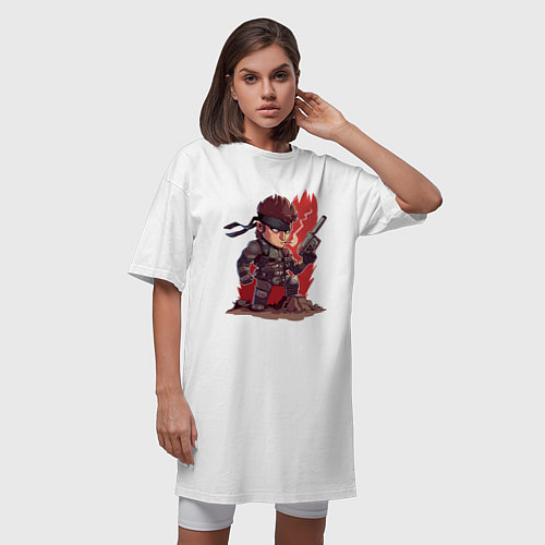 Женская футболка-платье Solid Snake / Белый – фото 3
