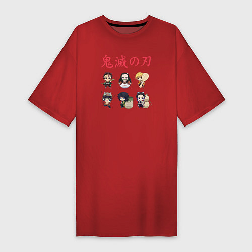 Женская футболка-платье Клинок рассекающий демонов / Красный – фото 1