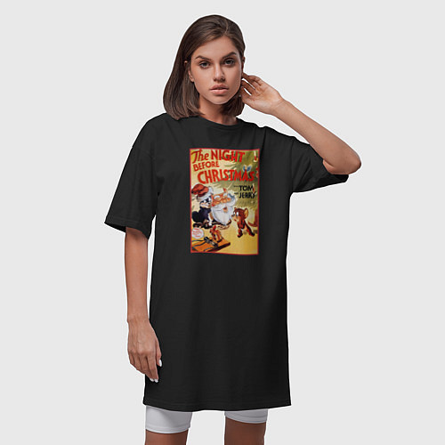 Женская футболка-платье Том и Джерри / Черный – фото 3