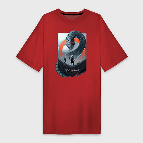 Женская футболка-платье Кратос и Атрей / Красный – фото 1