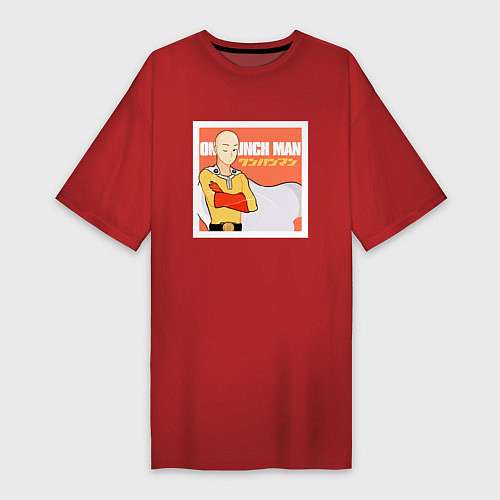 Женская футболка-платье Сайтама One Punch Man / Красный – фото 1