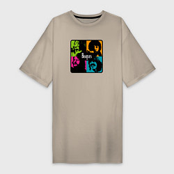 Футболка женская-платье The Beatles в стиле Поп Арт, цвет: миндальный