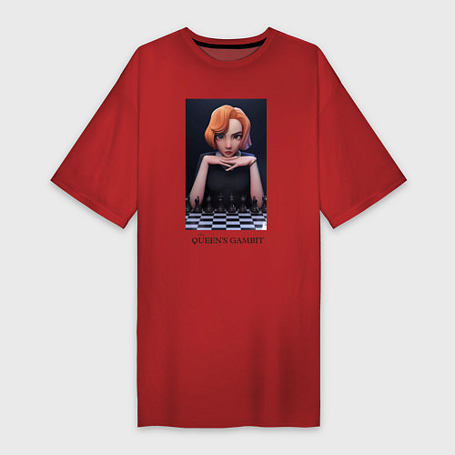 Женская футболка-платье Queens Gambit Ход Королевы / Красный – фото 1