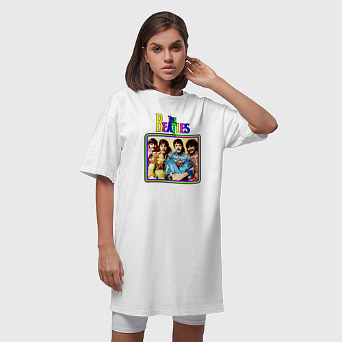 Женская футболка-платье The Beatles / Белый – фото 3