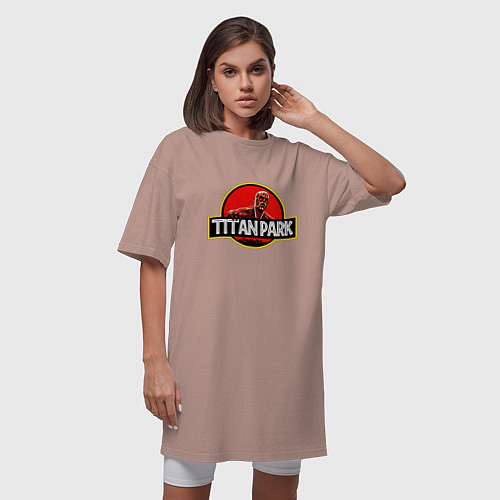 Женская футболка-платье Attack on titan Атака титан / Пыльно-розовый – фото 3