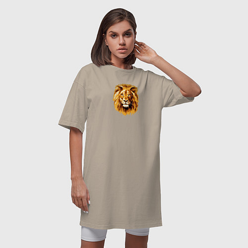 Женская футболка-платье Голова Льва / Миндальный – фото 3